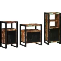 vidaXL Badkamermeubel Set 3 st Veelkleurig en Zwart