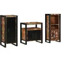 vidaXL Badkamermeubel Set 3 st Veelkleurig en Zwart