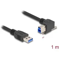 DeLOCK - USB-kabel - USB Type A (mannelijk, rechte connector) naar USB Type B (mannelijk, haakse connector) - USB 3.0 - 1 meter - overdrachtssnelheid tot 5 Gbps, met duimschroeven - zwart