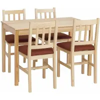 Mendler Eetkamer set -F77, zitgroep eetkamergroep, massief grenenhout stof landhuis 110 cm ~ naturel bekleding terracotta