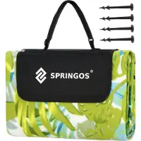 Springos Picknickdeken - - 200x200cm - Waterdicht - Draagbaar - Bladerenpatroon