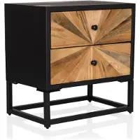 Hjh LIVING Bijzettafel / nachtkastje SANTJAGO BLACK SUN S 2 schuiflades massief dennen