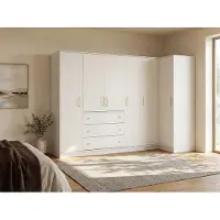 Vente-unique Hoekkast met 6 deuren en 3 lades - L311 cm - Wit - LIZANDRO