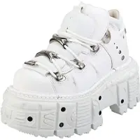 New rock Unisex wit lederen gotische punklaarzen - M-TANK106-C1