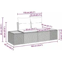 vidaXL Tuinbank Set 4 st Zwart poly rattan