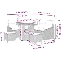 vidaXL Tuinbank Set 8 st 7-Aantal zitplaatsen Grijs Poly rattan