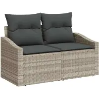 vidaXL Tuinbank Set 6 st Lichtgrijs poly rattan