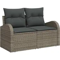 vidaXL Tuinbank Set 6 st Grijs Poly rattan
