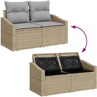 vidaXL Bankstel 6 st Beige en Grijs poly rattan