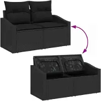vidaXL Tuinset, 10 stuks, 8 zitplaatsen, zwart, polyrotan