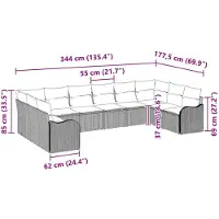 vidaXL Tuinbank Set 10 st Zwart poly rattan
