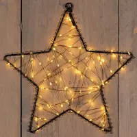 Annas collection Kerstster hangend op batterijen | 27 cm | Warm Wit | 100 lampjes