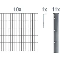 Alberts 679637 Dubbelstaafmathek als 27-delig complete hekset, antraciet, hoogte 243 cm, lengte 25 m