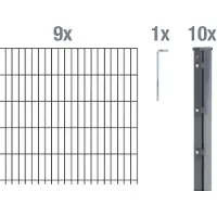 Alberts 679521 Dubbelstaafmathek als 20-delig complete hekset, antraciet, hoogte 223 cm, lengte 22,5 m