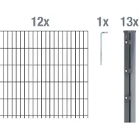 Alberts 679767 Dubbelstaafmathek als 32-delig complete hekset, antraciet, hoogte 103 cm, lengte 30 m