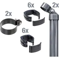 Alberts 601638 Hekaansluitset gaaspoort an Maschengitt.groenzaun, Set,2s, zinkfosfaat gecoat zE, , poortpaal-Ø: 72 mm, hekhoogte: 81 cm