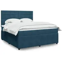 vidaXL Boxspring met matras fluweel donkerblauw 180x200 cm
