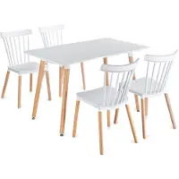 Idimex Eethoek SHANNON/RAVI met tafel en 4 stoelen – Wit