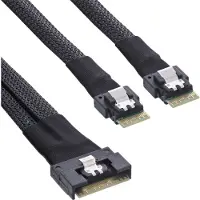InLine Slim SAS-kabel, SFF-8654 8i zu 2x SFF-8654 4i, 0,75m