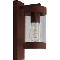 Olucia - MUSA - Buitenmuurlamp - Roestkleurig / Transparant - Vorm: Rechthoek