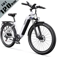 ONESPORT Onesprot Elektrische stadsfiets - 120 km actieradius - 655Wh accu - Lage instap aluminium frame - 250W motor - Hydraulische schijfremmen - Shimano 7 versnellingen - Wit