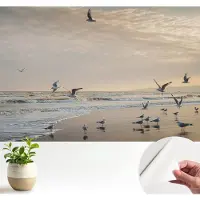 Wallfluent Zelfklevend Behang - Rust aan zee Stickerbehang op rol - 104x70 cm - Zwart Zelfklevend Behang - Peel-and-stick techniek - Voor de woonkamer, voor het kantoor Zelfklevend Behang