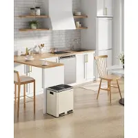 Mazazu - Prullenbak - Pedaalemmer - 2 compartimenten - Beige - 41x31,5x47