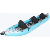 Mistral Island Kayak Triple Air | Opblaasbare Kajak | 3-Persoons Kajak | 382 x 91,5 cm | Max. 230 kg | Stabiel en Ruim | Incl. 3 Peddels, 3 Stoelen, Pomp, Vin en Tas | Voor Familie en Toertochten