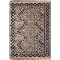 Tier Vintage vloerkleed Khepera groen met franjes - 200 x 300 cm - (L)