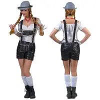 Espa Tiroolse lederhose dames lederlook zwart - Maat 44/46