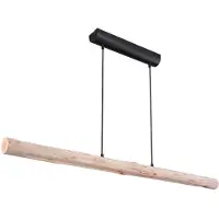 Globo Hanglamp houten balk hanglamp hout LED dimbaar, 3-traps, zwart, 20W 1358lm 3000K, LxBxH 120 x 7 x 150 cm