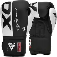 RDX Sports Rex F4 Leather Artificial Boxing Gloves Wit,Zwart 10 oz