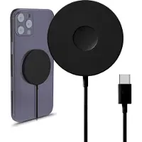 MMOBIEL Magnetische Draadloze Oplader 15W Geschikt voor MagSafe - USB - C kabel 1 M - Zwart
