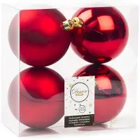Décoris Kerstbal Rood D 10 Cm 4 Stuks