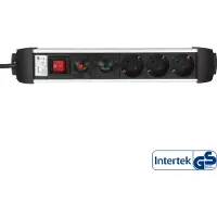 InLine contactdoos aluminium, 3-voudig aardingscontact +oversp.+schakelaar,1,5m