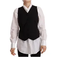 Dolce&Gabbana Dames Zwarte Knopenloze Mouwloze Vest Viscose Top