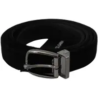 Dolce&Gabbana Zwarte Velvet Riem met Zilverkleurige Metaalsluiting voor Heren
