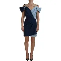 Dolce&Gabbana Denim Mini Jurk Tweekleurige Wikkelstijl