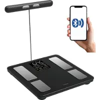 Klausberg 7856 - Slimme Bluetooth Personenweegschaal met Lichaamsanalyse en Handgreep – Gewicht, BMI, Vetpercentage, Spiermassa, Kleurendisplay - zwart