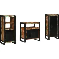 vidaXL Badkamermeubel Set 3 st Veelkleurig en Zwart 40 x 35 x 90 cm