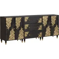 vidaXL Badkamerkast set 3 st 180 x 33 x 75 cm Massief Mango Hout Zwart