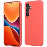 Kwmobile telefoonhoesje geschikt voor Samsung Galaxy S24 - Hoesje met siliconen coating - Smartphone case in neon koraal