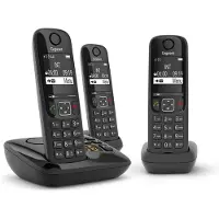 Gigaset AS690A Trio, Analoog/DECT telefoon, Draadloze headset, Luidsprekerfunctie, 100 contacten, SMS, Zwart