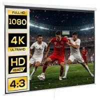 HOMCOM Projection Screen-Kunststof, Metaal-244B x 183H cm-Wit