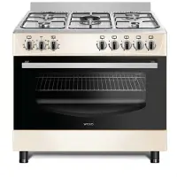 Wiggo WO-E906B(CX) - Vrijstaand - Gasfornuis - 90 cm - 110 Liter - 5 pitten - Energieklasse A - 5 jaar garantie - Creme