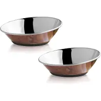 Adori Rvs Voerbak Non-Slip S Bruin - Kattenvoerbak - 2 x 15.5 cm