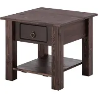 DOMUS Ines Salontafel met 1 Lade - Massief Grenenhout - Landelijke Stijl- Donkerbruin Grenen