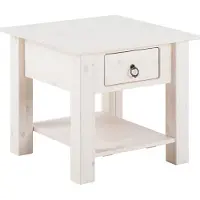 DOMUS Ines Salontafel met 1 Lade - Massief Grenenhout - Landelijke Stijl- Wit Grenen