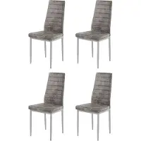 DOMUS Kate-Eetkamerstoel - Lichtgrijs Microvezel - Set van 4