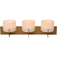 Atmooz - Theelichthouder Zambesi - Set van 3 - Glas en Goudkleurig Metaal - Ø 9 cm - Luxe Tafeldecoratie voor Sfeerverlichting